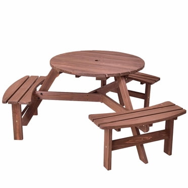 Costway Ensemble de Table de Pique-Nique en Bois pour 6 Personnes, Banc à Bière, Pub, Siège de Salle à Manger, Patio, Jardin