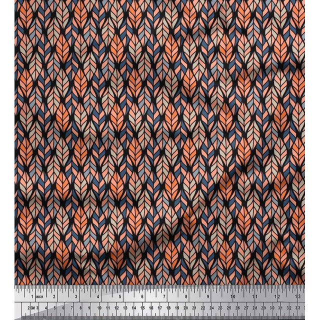 Soimoi Rayon Fabric Leaves Small Fabric Prints by Yard 56 Inch Wide