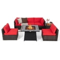 thumbnail image 2 of Costway Ensemble de Mobilier de Patio 7 Pcs avec Table de Foyer au Gaz Propane de 35 Pouces et Housse Imperméable Rouge, 2 of 10