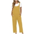 thumbnail image 1 of PEZHADA Combinaison Décontractée Sans Manches Ajustable pour Femme, Jaune, Taille P, 1 of 6