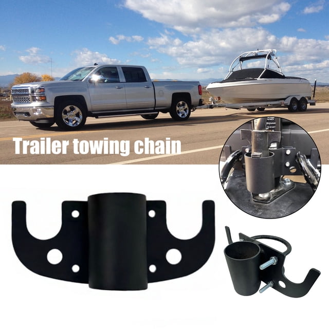 Trailer Tow Chain Holder Aluminum Heavy Duty Rust-Proof Trailer Towing Chain Organizer with 7-Way Plugs Cover Tangle-Free Storage Accessories for RV Hitch