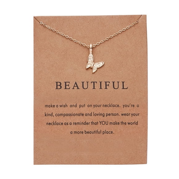 XZNGL Bijoux Belle Carte en Papier Papillon Collier en Alliage Cadeau de Fête Ornement