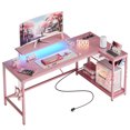 thumbnail image 1 of Bestier 58" L-Shaped Gaming Desk with LED Lights, Monitor Stand, Power Outlet, for Teens & Adults, 1 of 6