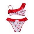 thumbnail image 2 of IROINID Maillot de Bain Fille 3-9 Ans Dégradé de Feuilles Rouge 9Y, 2 of 8