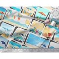 thumbnail image 2 of Soimoi Modal Satin Fabric Chair,Girl & Beach Surfboard Patchwork Print Fabric by Yard 42 Inch Wide, 2 of 3
