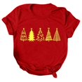 thumbnail image 1 of PMUYBHF Femme TG Rouge 4 Juillet Débardeur en Coton Femmes Coupe Ample Col Rond Femmes Noël Mode Décontractée Imprimé Arbres de Noël Manches Courtes Col Rond T-Shirt Ample Blouse Hauts, 1 of 5