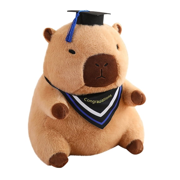 YATLTE Capybara Plush, Cute Bachelor Capybara Plush Toy, Graduation Capybara Stuffed Animal, with Cap and Collar, Graduation Gifts for Your Friend
