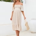thumbnail image 4 of MEZZALL Robe Femme Florale à Encolure Carrée Robes Midi Robe de Maternité Enceinte Décontractée Robe Trapèze Longue Fluide à Smocks Robe Classique Tenue Quotidienne TTG, 4 of 6