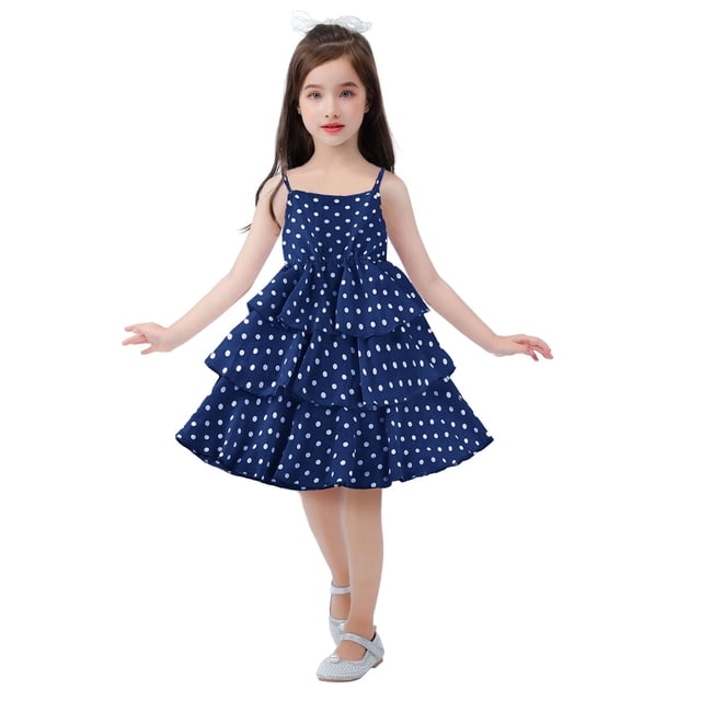 Ketyyh-chn99 Robe d'Été en Coton-Lin pour Tout-Petites Filles, Robe Sans Manches à Imprimés pour Tout-Petites Filles, Robes de Danse et de Fête, Vêtements pour 8-9 Ans, Bleu