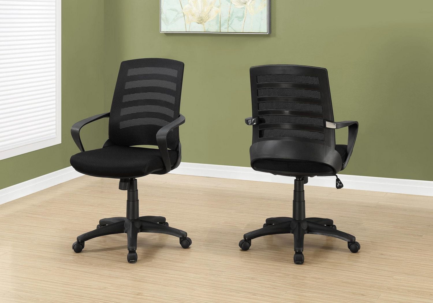 Monarch Specialties Chaise De Bureau, Hauteur Ajustable, Pivotant, Ergonomique, Appuis-bras, Bureau, Travail, Métal, Engrener, Noir, Contemporain, Moderne
