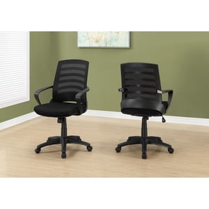 Monarch Specialties chaise de bureau, hauteur réglable, pivotant, ergonomique, accoudoirs, bureau d'ordinateur, travail, métal, mesh, noir, contemporain, moderne