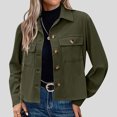 thumbnail image 4 of Timegard Button down Shirts for Women Cropped Long Sleeve Jackets Fall Solid Color Casual Loose Tops, 4 of 7