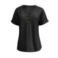 thumbnail image 4 of RKSTN Womens Tops 2024 Fashion Casual Short Sleeve V Neck Tops Loose Plus Size Solid Color Mesh Breathable Temperament Tops, 4 of 5