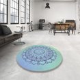 thumbnail image 4 of Ahgly Company Machine Washable Indoor Square Transitional Steel Blue Area Rugs, 8' Square, 4 of 7