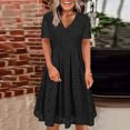 thumbnail image 1 of Gspmoly Robe pour Femme, Robe à Col en V de Printemps/été pour Femme, Mode Décontractée Unie en Dentelle à Manches Courtes, Robe de Cocktail jusqu'à 60 % de Rabais, 1 of 6