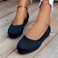 thumbnail image 5 of B91xZ Mocassin à Enfiler pour Femme Bout Rond Chaussures Plates de Marche à Enfiler pour Femme Petit Talon Compensé Confort Doux, Bleu Foncé 6.5, 5 of 5