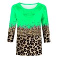 thumbnail image 5 of HKEJIAOI Hauts pour Femmes à Manches 3/4, Imprimé Floral, Col Ras du Cou, m, Blouse d'Été, 5 of 5