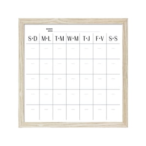 Quartet Planche de calendrier 12"x12" en bois à sec d'effacement