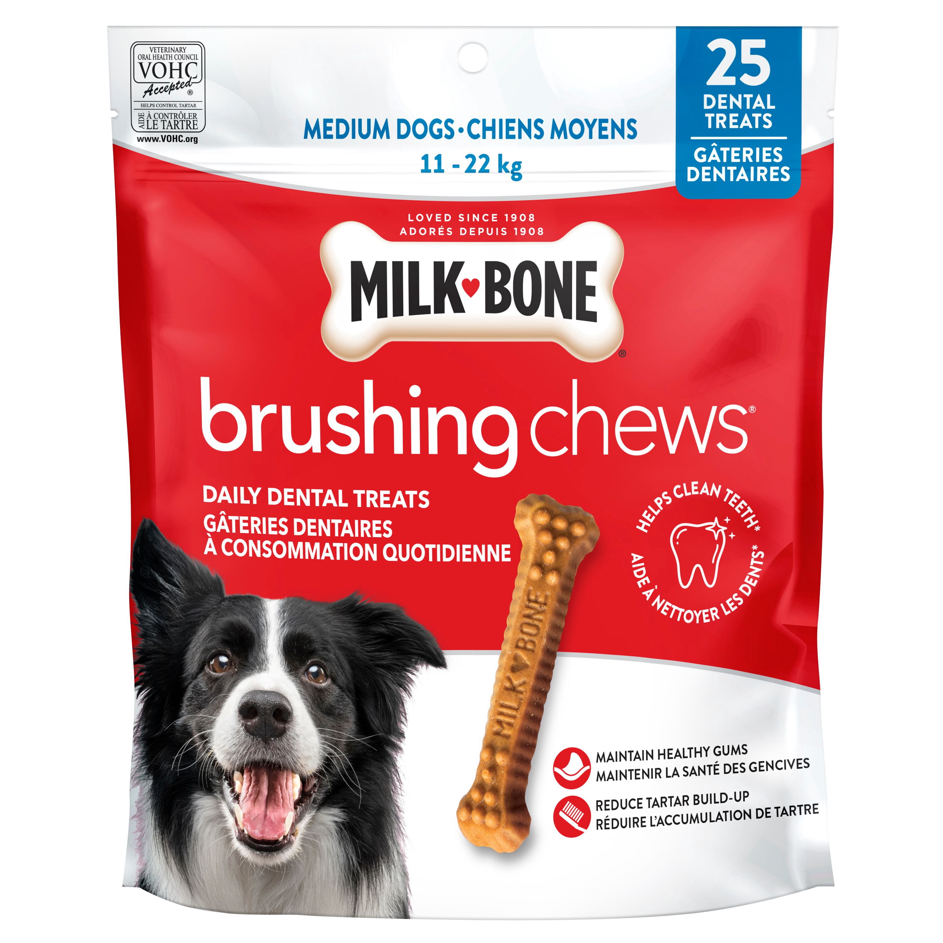 Milk-Bone Brushing Chews Gâteries Dentaires pour Chiens de Taille Moyenne