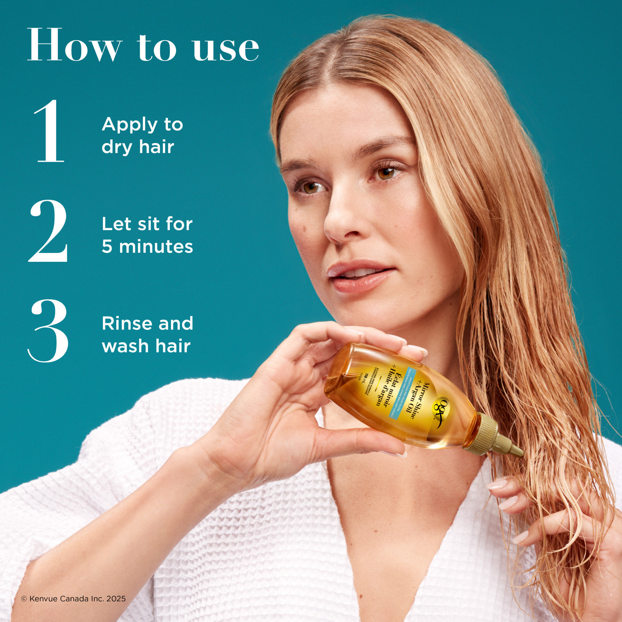 OGX Éclat Miroir + Huile d'Argan Gloss Capillaire Prélavage, Traitement Lissant à Rincer pour 48 Heures d'Éclat Brillant* & Réparation Nourrissante, Huile Capillaire Légère Répare les Pointes Fourchues***