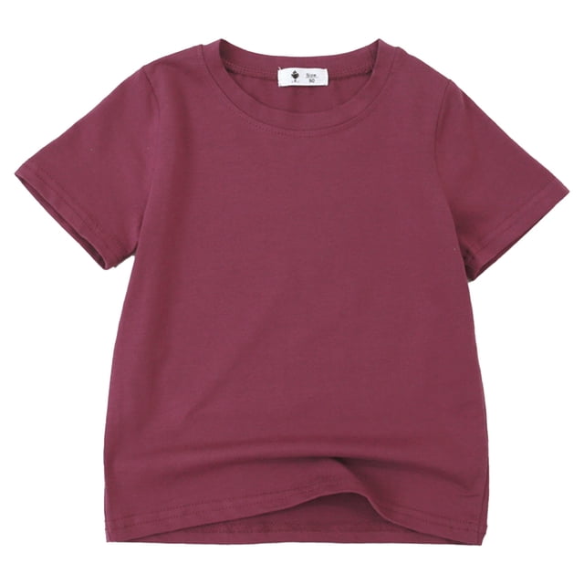 Hiiyo T-Shirt Décontracté pour Petits Garçons Uni Unisexe à Manches Courtes Col Ras du Cou T-Shirt d'Été