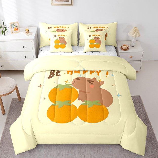 YST Ensemble de Douillette Cartoon Mignon Capybara, 7 Pcs, Format Double, Polyester