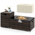 thumbnail image 1 of Costway 2 PCS Outdoor Rattan Fire Table Set with Tank Cover Tempered Glass Tabletop Brown, 1 of 10