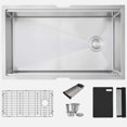thumbnail image 2 of Évier de Cuisine Élégant Encastré sous Plan 33 Pouces en Acier Inoxydable à Bol Simple pour Poste de Travail avec 5 Accessoires Noirs S-613WK, 2 of 15