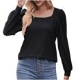 thumbnail image 1 of Timegard Hauts à Oeillets pour Femmes Col Rond Manches Longues Bouffantes T-Shirts Transparents Chic Décontracté Hauts Amples, 1 of 5