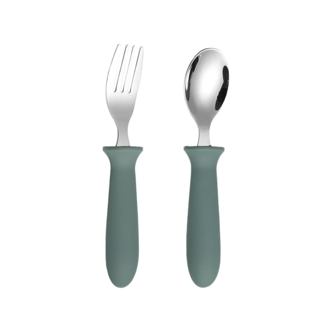 RKSTN stainless steel children fork spoon 304 Stainless Steel Children's Fork Spoon-piece Set With Handle Baby Eating Spoon Training Chopstick Set