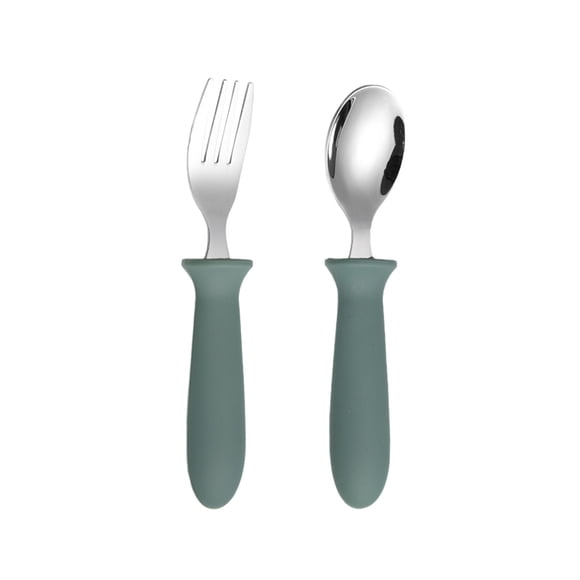 304 Stainless Steel Children's Fork Spoon-piece Set With Handle Baby Eating Spoon Training Chopstick Set
