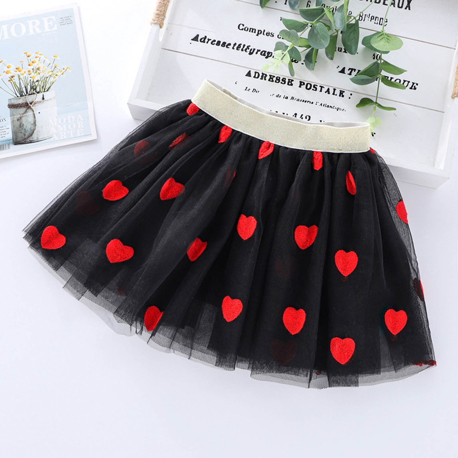 LSLJS Jupe pour Tout-Petites Filles Étoile Tulle Jupe de Danse Ballet Robe de Princesse Robe de Fête d'Anniversaire Chic pour Filles ( 7-8 Ans, Rouge )