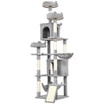 thumbnail image 1 of CoSoTower 76" Large Cat Tree for Indoor Cats with 8 Scratching Posts, 3 Plush Beds, 2 Hammocks, 2 Large Condos, Ramp, Light Grey, 1 of 7