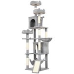 CoSoTower 76" Large Cat Tree for Indoor Cats with 8 Scratching Posts, 3 Plush Beds, 2 Hammocks, 2 Large Condos, Ramp, Light Grey