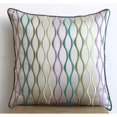 thumbnail image 4 of Multi Color Shams, Multicolor Embroidered Pillow Sham, 24x24 inch (60x60 cm) Pillow Sham, Square Jacquard Pillow Sham, Pillow Shams, Modern, Striped Pattern - Multicolor Waves, 4 of 4