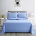 thumbnail image 4 of Marina Decoration Ultra Soft Silky Deep Pocket Solid Rayon from Bamboo Bedding All Season Sheet Set, Blue Color, 4 of 7