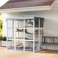 thumbnail image 2 of PawHut Enclos Extérieur pour Chat Catio de 71 Pouces, avec Bâche Imperméable, Gris, 2 of 10