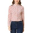 thumbnail image 1 of INSPIRE CHIC Chemise Boutonnée pour Femme à Petites Fleurs à Manches Longues Col en Pointe Haut de Bureau S Blanc-Rose Floral, 1 of 8