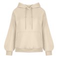 thumbnail image 4 of MeetoTime Women's Hooded Sweatshirt Fall Basic Long Sleeve Solid Color Hoodie Pullover with Pocket, 4 of 6