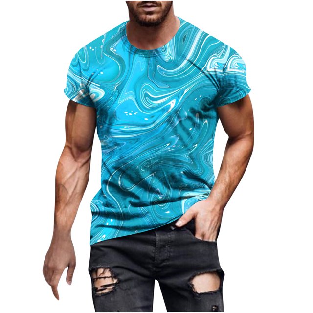 Birdeem Chemises pour Hommes Mode Hommes Confortables Imprimés Manches Courtes Col Rond Blouses Chemises