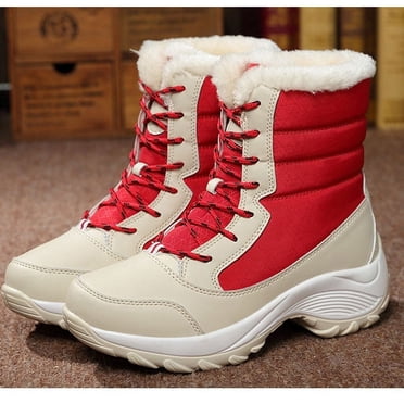 Pisexur Black Friday Deals 2022! EGNMCR Warm Snow Boots for Women Waterproof Winter Ankle Booties Outdoor Fur Lined Anti-Slip Cold Shoes