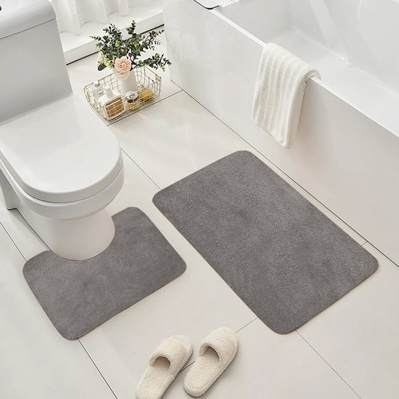 Yhmxh Bathroom Rugs Bathroom Floor Mat 2 Piece Solid Color AntiDirty Carpet Toilet Bathroom Non Slip Absorbent Floor Mat Bathroom Foot Mat Living Room Rug Bath Mat