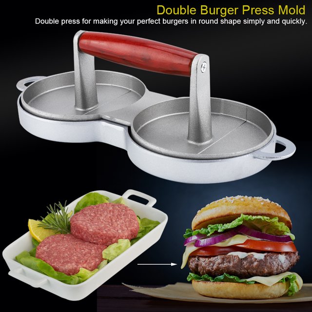 Nikou Non-Stick Aluminum Alloy Hamburger Press Mold - Double Burger Press for Beef and Meat - Kitchen Tool for Making Perfect Patties
