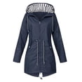 thumbnail image 1 of CEHVOM Women Solid Rain Jacket Outdoor Hooded Raincoat Windproof Top Clearance, 1 of 3
