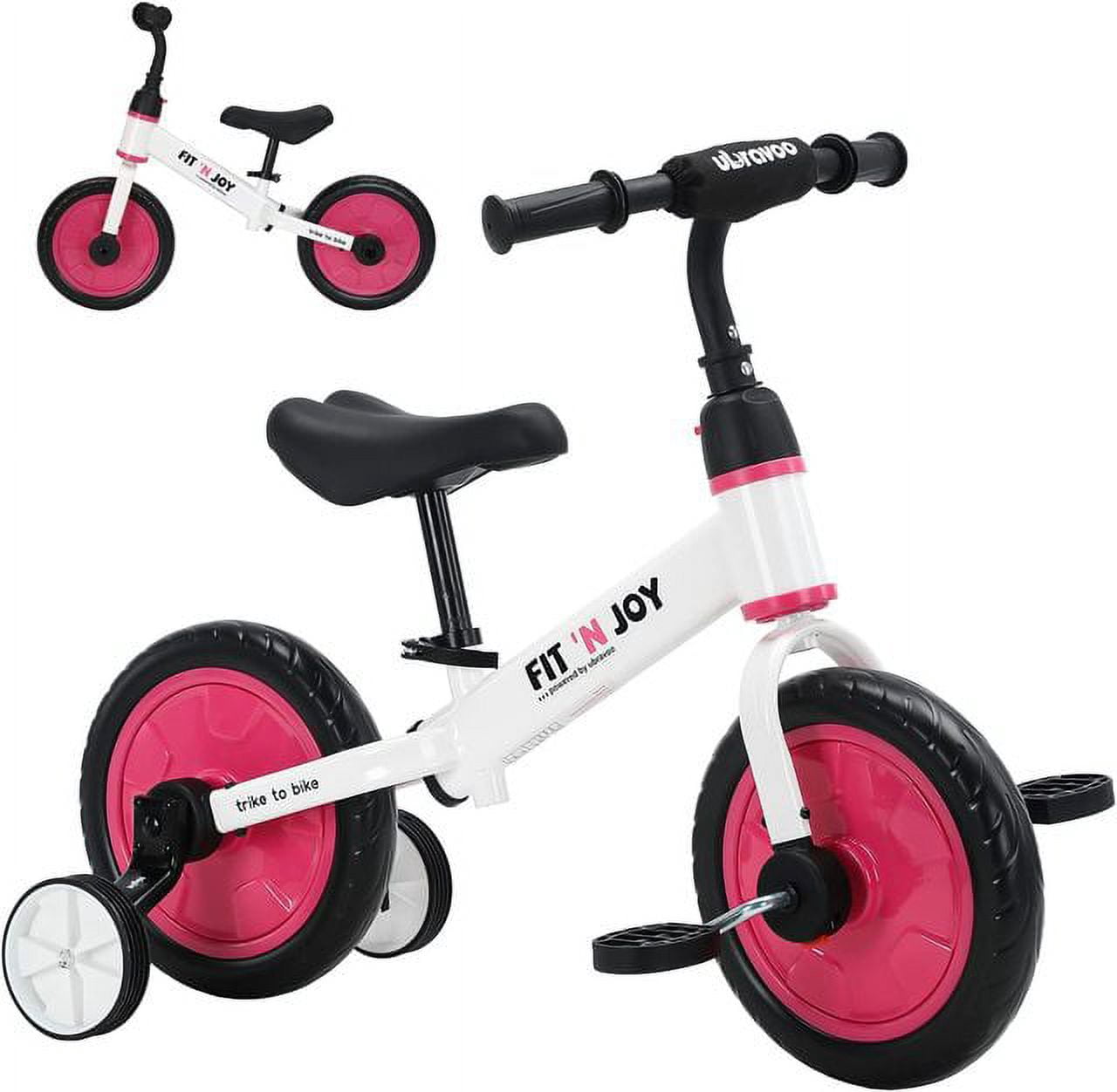 Draisienne Transformable Vélo Pédales UBRAVOO Fit 'n Joy Vélo D'Apprentissage 4 En 1 Pour Tout-Petits - Draisienne Évolutive Avec Pédales & Roues D' Entraînement