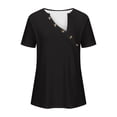 thumbnail image 4 of Jsaierl Womens Button Front Tops Solid Color Short Sleeve V Neck Shirts Basic Summer Relaxed Blouses Casual Going Out Holiday Tees, 4 of 5