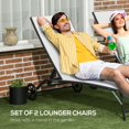thumbnail image 4 of Outsunny 2PCs Lounge Chairs with Wheels, 5-Level Adjustable Backrest, White, 4 of 10