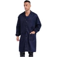 thumbnail image 3 of Rswnyirn Adult Wear Resistent Dustproof Lab Coat Notched Lapel Button Up Long Coat Workshop Uniform Navy Blue 175, 3 of 7