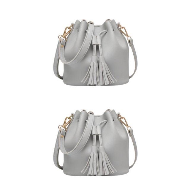 maskred Bucket Shoulder Bag Drawstring Bag Purse Handbags Small Shopping Gray 22x11x19CM 2Set