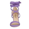 thumbnail image 2 of BLISSFUL STEP Women's Solid Color Strap Block Heel Lace up Sandals, 2 of 6